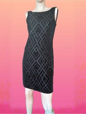 White House Black Market Velvet Burnout Shift Dress XXS Black #162